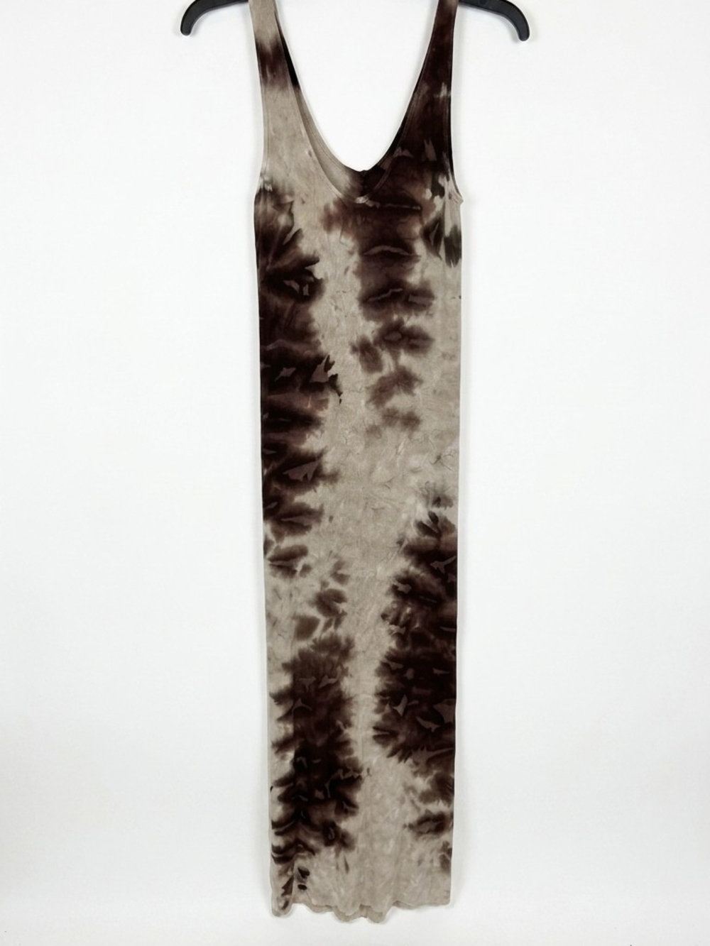 Enza Costa Brown Tie Dye Ribbed Knit Tank Maxi Dress